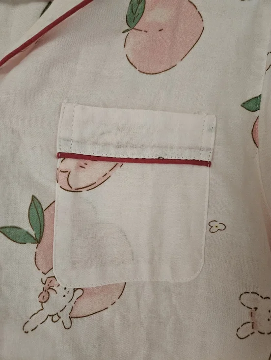 Girls Pink Peach Print Pajama Set - Long Sleeve Top & Pants. - Picture 3 of 9